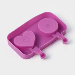 Форма для мороженого Любовь, силикон, 19.5?11?2.5 см, 2 ячейки, с крышкой и палочками (50 шт.), сиреневая