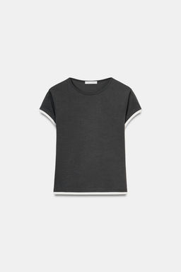 CAMISETA VIVOS CONTRASTE / Plomo - Zara фото 4