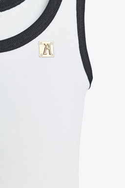 ZARA TOP WITH CONTRAST TRIMS AND BROOCH  фото 8