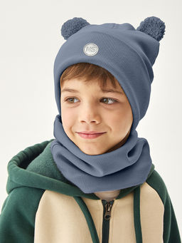 Комплект шапка и снуд 12л22726 деним