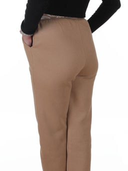 2611 BEIGE Штаны утепленные спортивные женские (85% хлопок, 10% полиэстер, 5% спандекс)