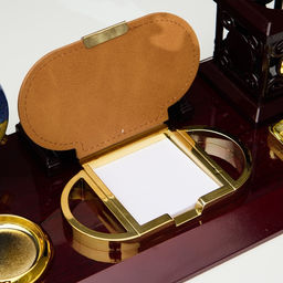 Набор настольный, органайзер 6 в 1, с визитницей и часами, вишня