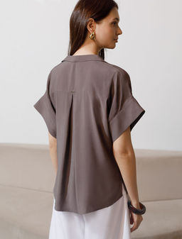 Блузка с коротким рукавом из вискозы с лиоцеллом - Vilatte фото 3