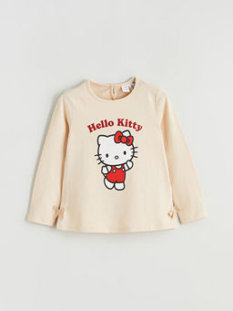 Bisiklet Yaka Hello Kitty Bask?l? K?z ?ocuk Ti??rt