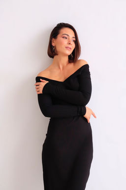 Martichelli Платье с V-образным вырезом чёрное  фото 4