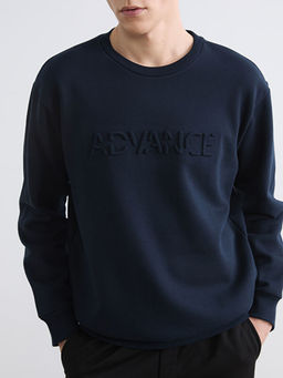 Bisiklet Yaka Bask?l? Erkek Sweatshirt