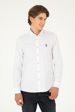 Мужская белая базовая рубашка с длинным рукавом Неожиданная скидка в корзине - U.s. polo assn фото 3