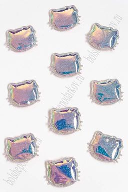 Патч глянец с блестками "Котёнок" 3*3,5 см (10 шт) SF-2971, бледно-розовый хамелеон