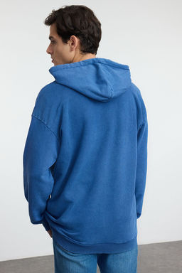 TRENDYOL MAN Antrasit Oversize/Genis Kesim Kapusonlu Soluk Efekt Basic Fermuarl? H?rka/Sweatshirt TMNAW25SW00049 - Trendyolmilla фото 5