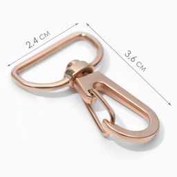 Цена за 3 шт. Карабин металлический, 36×24 мм / 20×2 мм, 5 шт., цвет золотой