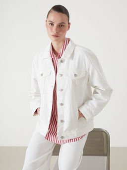 G?mlek Yaka Kad?n Jean Ceket