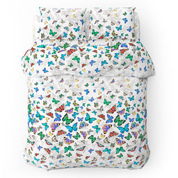 Пододеяльник на пуговицах Евростандарт "Бабочки" 220х215см, бязь "Комфорт" 121г/м2, хлопок 100%, упаковка "классическая" ПВХ 28х41см, "Домашняя мода" (Россия)