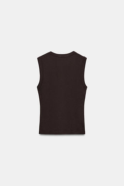 CAMISETA ALGOD?N  ESCOTE PICO / Marr?n - Zara фото 6