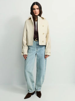 Хлопковый укороченный тренч оверсайз с капюшоном ZR2604102206-60 / Zarina  фото 7