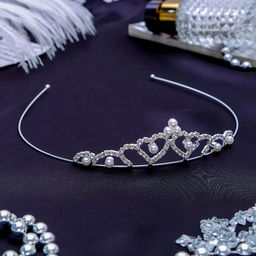 Диадема для волос «Пелагея», сердца, 3 см, серебро