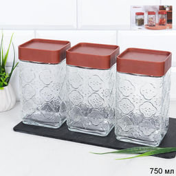 Банка для хранения 3 штуки / 9012 /уп 16/ в подарочной упаковке