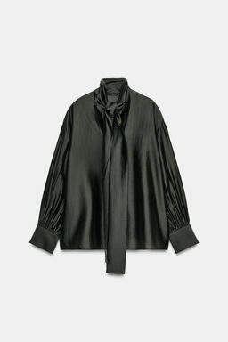 ZW COLLECTION SATIN SCARF SHIRT - Zara фото 5