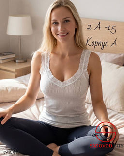 Женская майка с гипюром