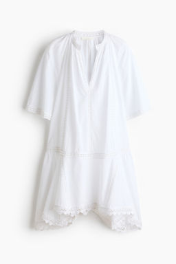 Vestido de algod?n con inserciones de encaje
