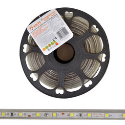 ULS-Q325 2835-60LED/m-10mm-IP67-220V-6W/m-50M-DW Светодиодная гибкая герметичная лента Volpe. В ПВХ трубке. Упаковка - бобина 50 м. IP67. Угол излучения 120. Кратность резки 1 м. Холодный белый свет.