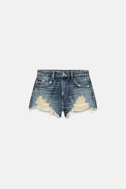 SHORTS DENIM TRF TIRO ALTO ROTOS / Azul - Zara фото 7