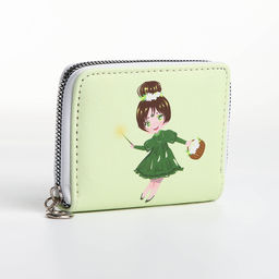 Кошелёк на молнии, отдел для карт, для монет, зелёный