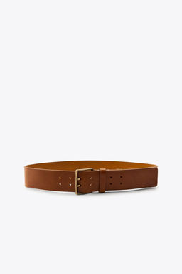 LEATHER BELT WITH SQUARE BUCKLE - Zara фото 2