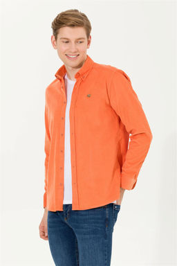 Мужская рубашка с длинным рукавом кирпичного цвета - U.s. polo assn фото 4