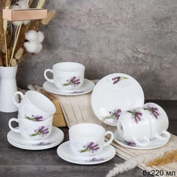 Чайный набор 12 предметов 220 мл / GRAY-CB210/HP55 (7131) /уп 8/ Лаванда