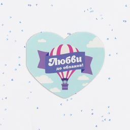 Цена за 10 шт. Валентинка открытка двойная Любви до облаков воздушный шар - Дарим красиво фото 2