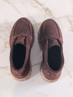 Полуботинки 304.PODYUM141br.Коричневая замша/байка