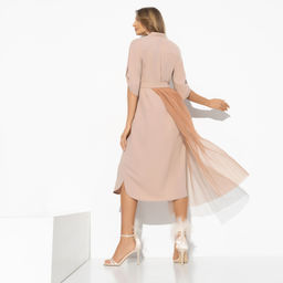 Платье-рубашка, Изящный облик (гламур, с баской) - Charutti фото 5