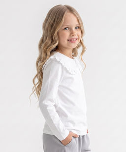 Блузка-лонгслив 33-7130 белый - Mini maxi фото 3