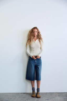 CABLE-KNIT POLO TOP - Zara фото 8