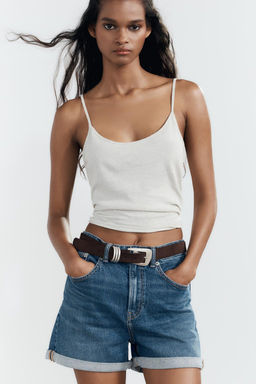 HIGH-WAIST MOM FIT TRF BERMUDA SHORTS - Zara фото 10