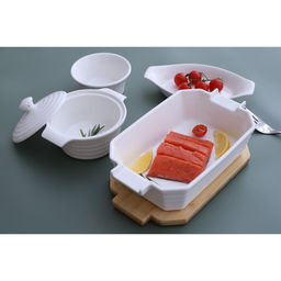 Форма для запекания BellaTenero, 1 л, 25.614.96.2 см, с бамбуковой крышкой, керамика, белая  фото 13