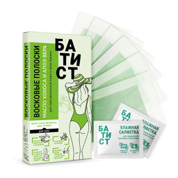 Р.К БАТИСТ Полоски восковые д/чувст. кожи и зоны бикини с маслом Кокоса и Алоэ Вера/12 шт