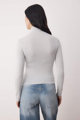 Siyah Transparan Dik Yaka Esnek Normal Boy Orme Bluz TWOAW26BZ00266 - Trendyolmilla фото 16