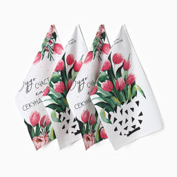 Набор полотенец кух. Доляна Весенний праздник 35х60 см - 4шт, 100% хл