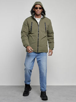 Куртка спортивная мужская зимняя с капюшоном цвета хаки 8360Kh - Wonderrman фото 6
