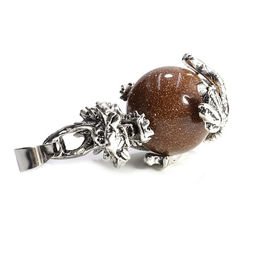 Подвеска Дракон на шаре из камня Коричневый авантюрин оберег на удачу и богатство 3см