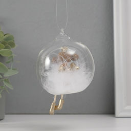 Фигурка - подвеска «Ангелочек-принцесса пушок в шарике», ёлочная игрушка, 9×8.5×8.5 см