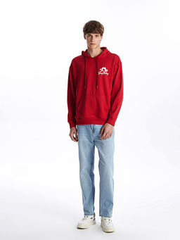 Uzun Kollu Bask?l? Erkek Hoodie