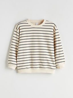 Bisiklet Yaka ?izgili Erkek ?ocuk Sweatshirt
