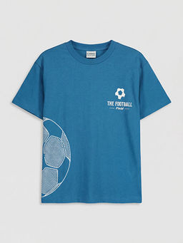 Bisiklet Yaka Bask?l? Erkek ?ocuk Ti??rt