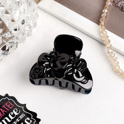 Цена за 12 шт. Крабик для волос «Глянец», бабочки, 4 см, чёрный