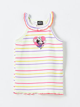 Bisiklet Yaka Minnie Mouse Bask?l? K?z Bebek Atlet