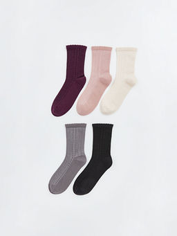 Kendinden Desenli Kad?n Soket ?orap 5li Paket