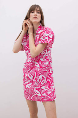 Gomlek Yaka Desenli Terry Cotton Mini K?sa Kollu Elbise - Defacto фото 2