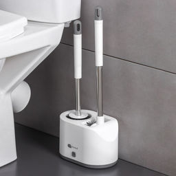 Ёршик для унитаза SAVANNA, силиконовый с щёткой, 18.9×12×40.5 см, белый